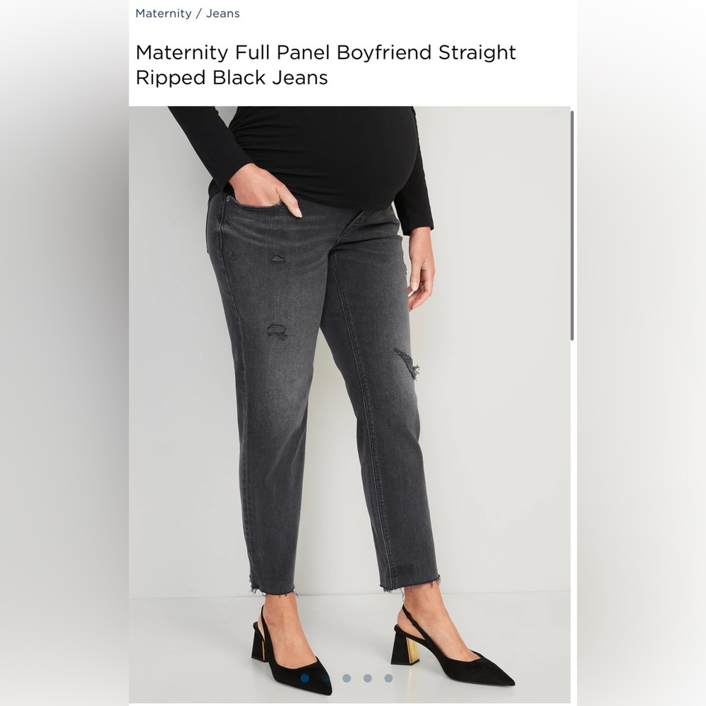 Black Cropped Maternity Jeans